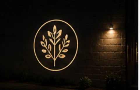 Wellness Mark projected on the wall in light