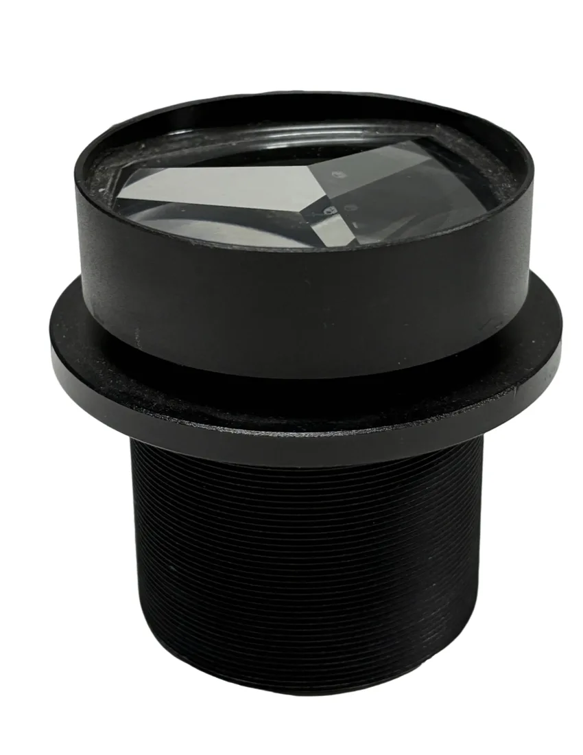TriScope 3-Prism lens effect — one gobo design split into three projected images in a triangular arrangement