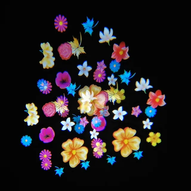 TriScope 3-Prism effect projecting a mixed flower gobo design, tripled in a triangular arrangement