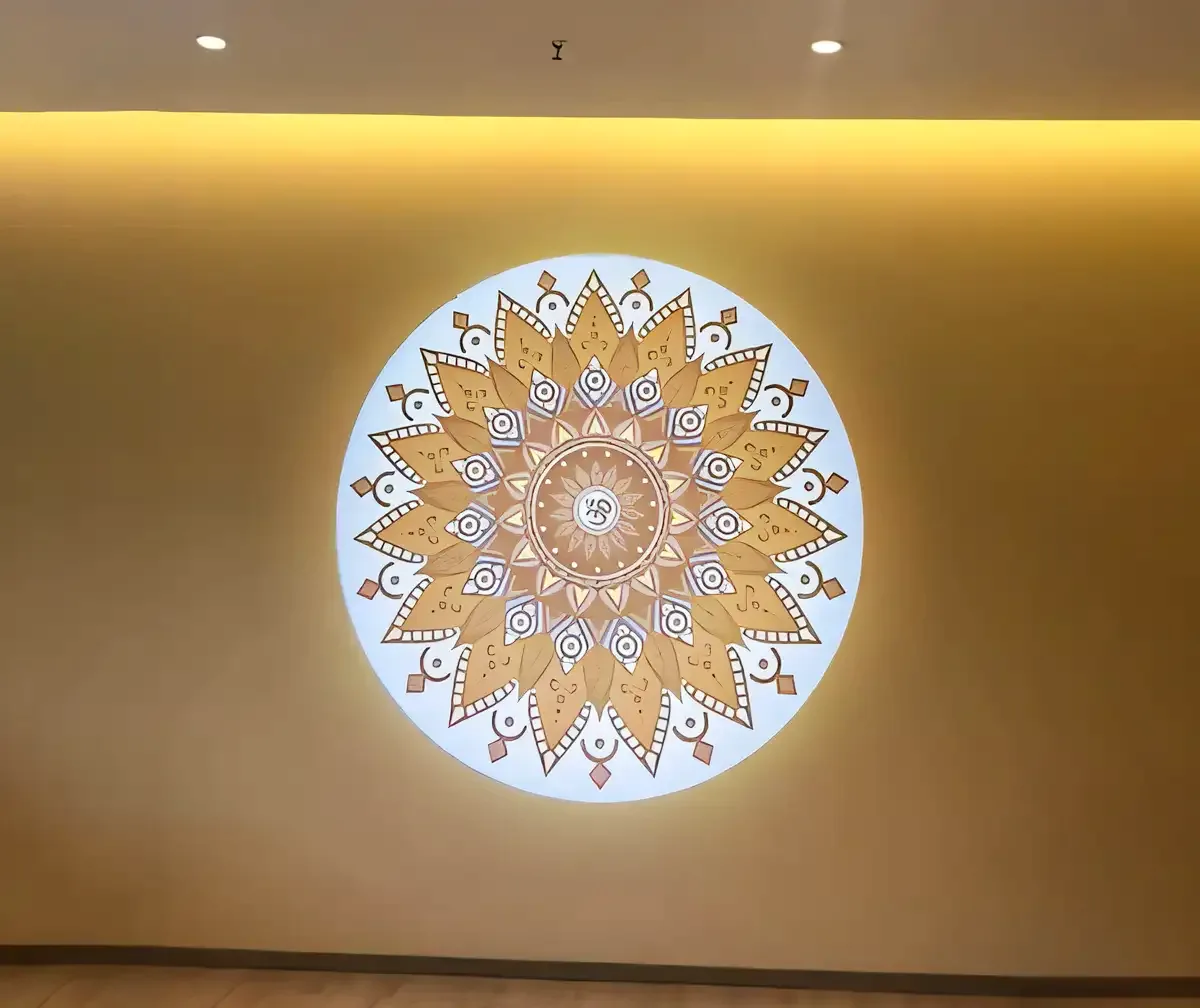 Decorative pattern projected in a hotel lobby — indoor logo projector