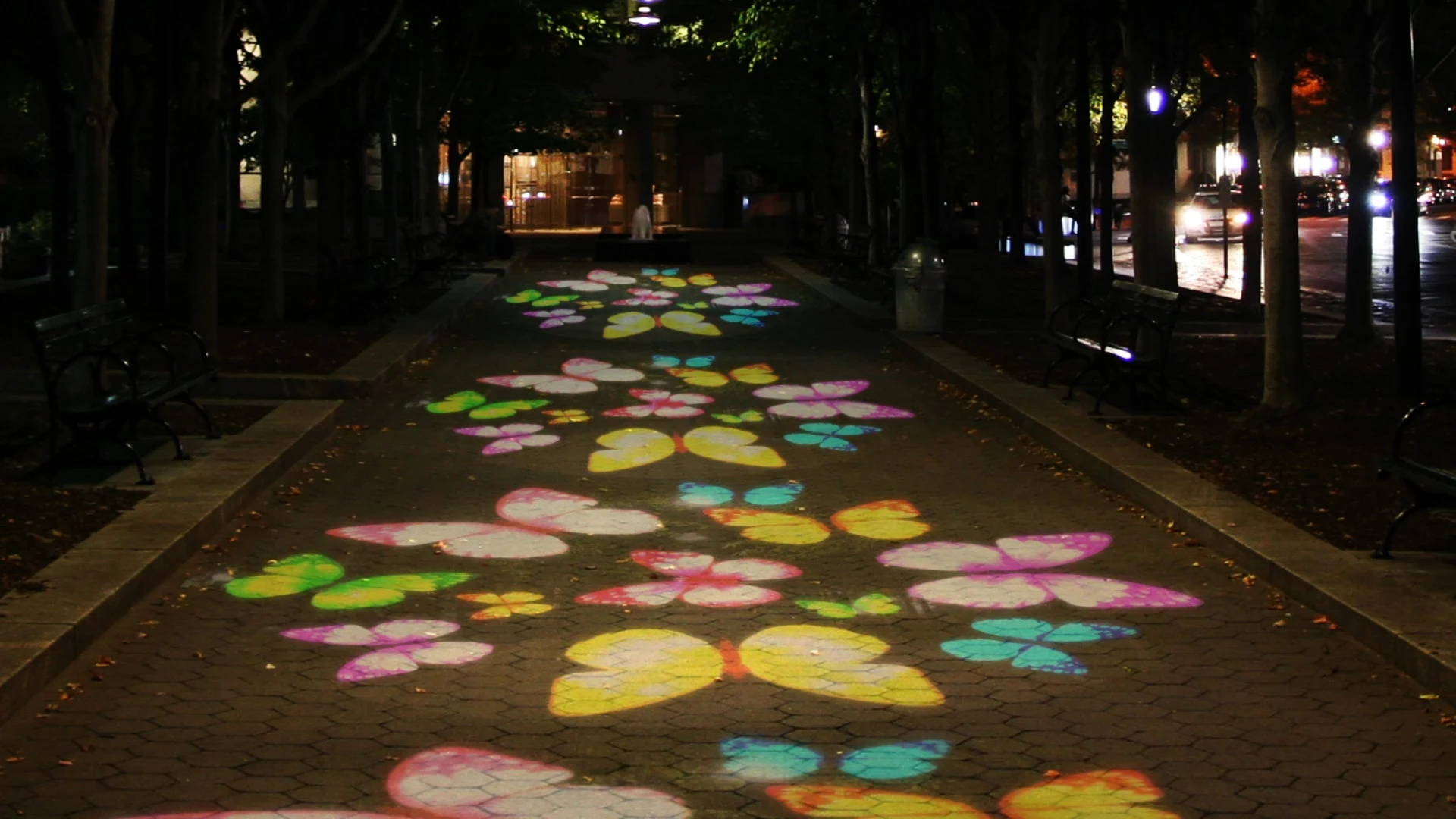 Colorful floral pattern walkway — Infinity gobo logo projection