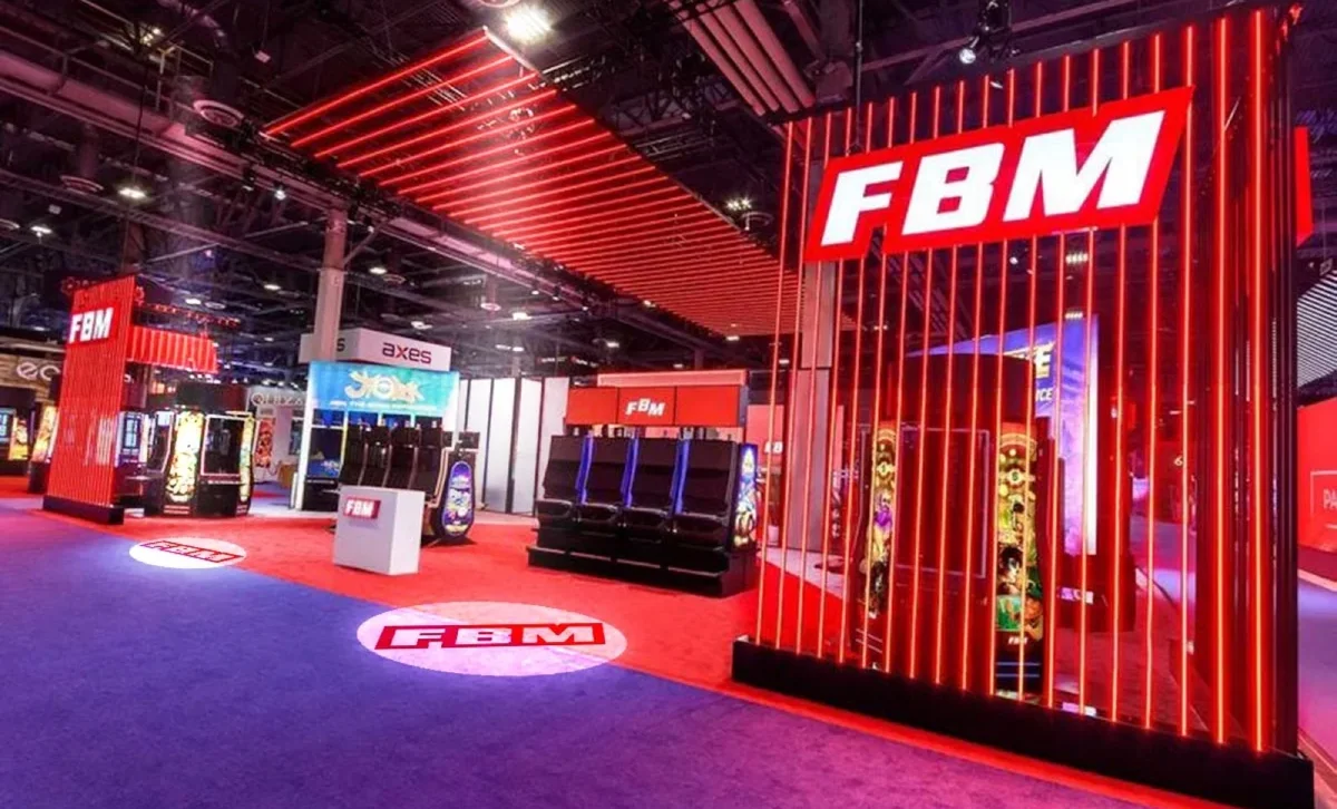 Trade-show booth floor — Infinity gobo logo projection