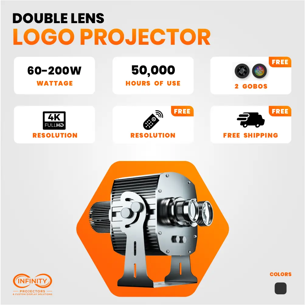 Dual Lens Logo Projector - 60W-300W - Twin Gobo