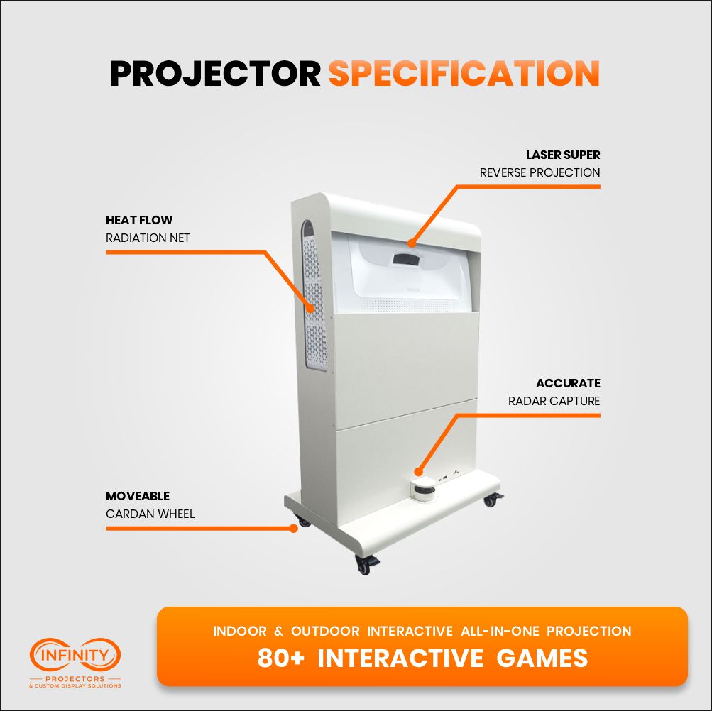 Infinity Mobile Laser Interactive Floor Projector Tower  35" and 47” - 4500 Lumens