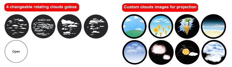100W LED Outdoor Cloud Image Projection Image with 4 Gobo Slides