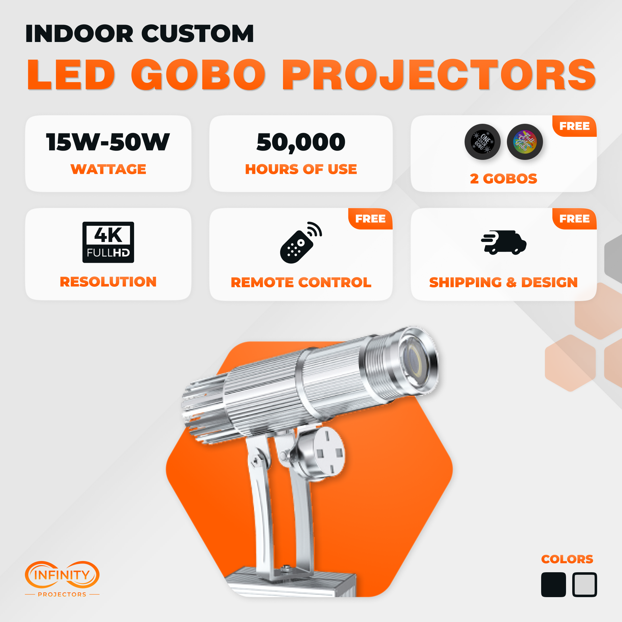 Custom Indoor Gobo Projector | 15W-50W