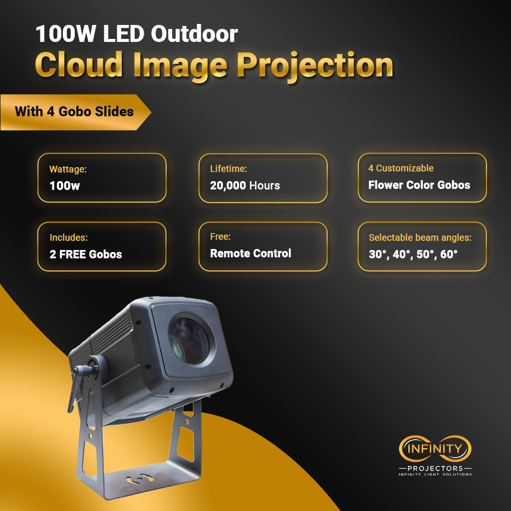 100W LED Outdoor Cloud Image Projection Image with 4 Gobo Slides