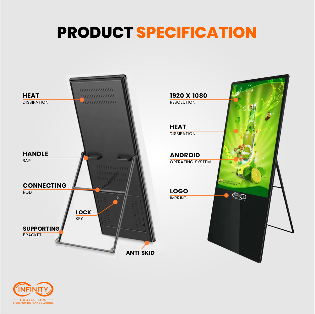 Foldable Digital Signage Displays 43"-55" Portable Video Screens