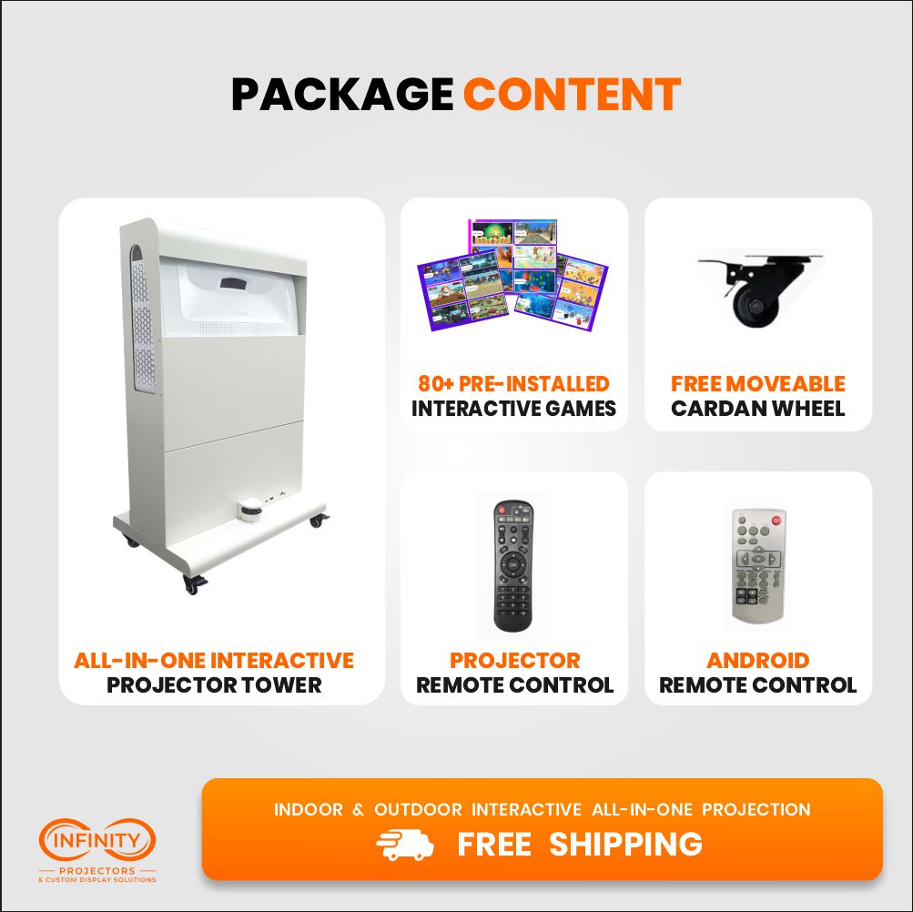 Infinity Mobile Laser Interactive Floor Projector Tower  35" and 47” - 4500 Lumens