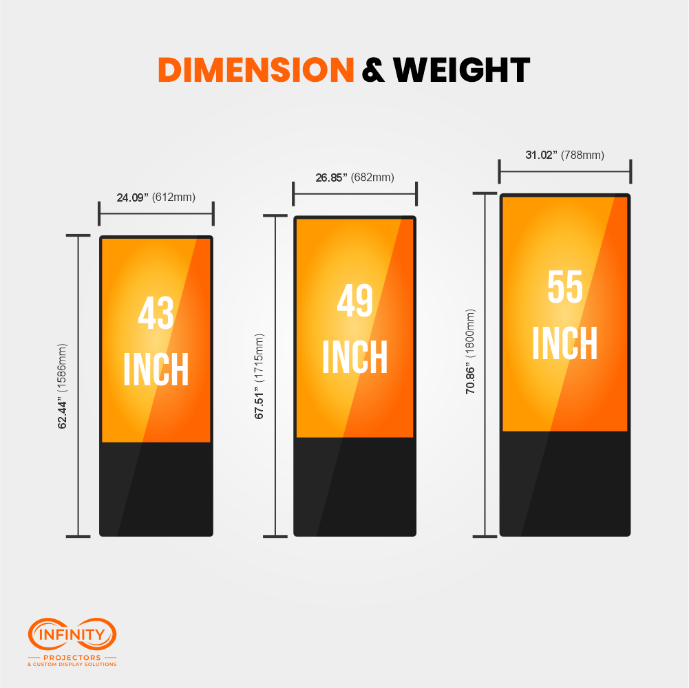 Foldable Digital Signage Displays 43"-55" Portable Video Screens