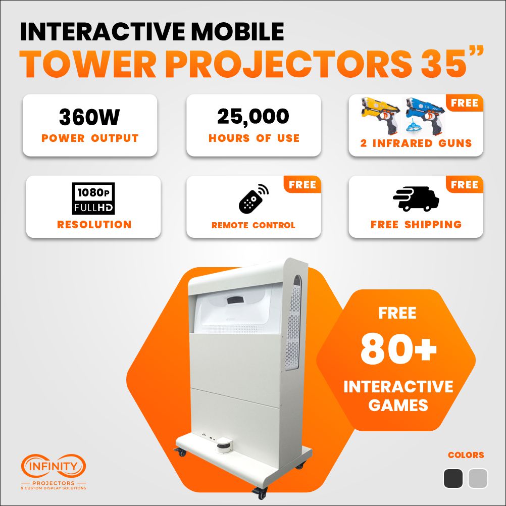 Infinity Mobile Laser Interactive Floor Projector Tower  35" and 47” - 4500 Lumens